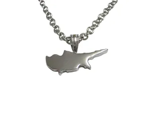 Cyprus Map Shape Pendant Necklace