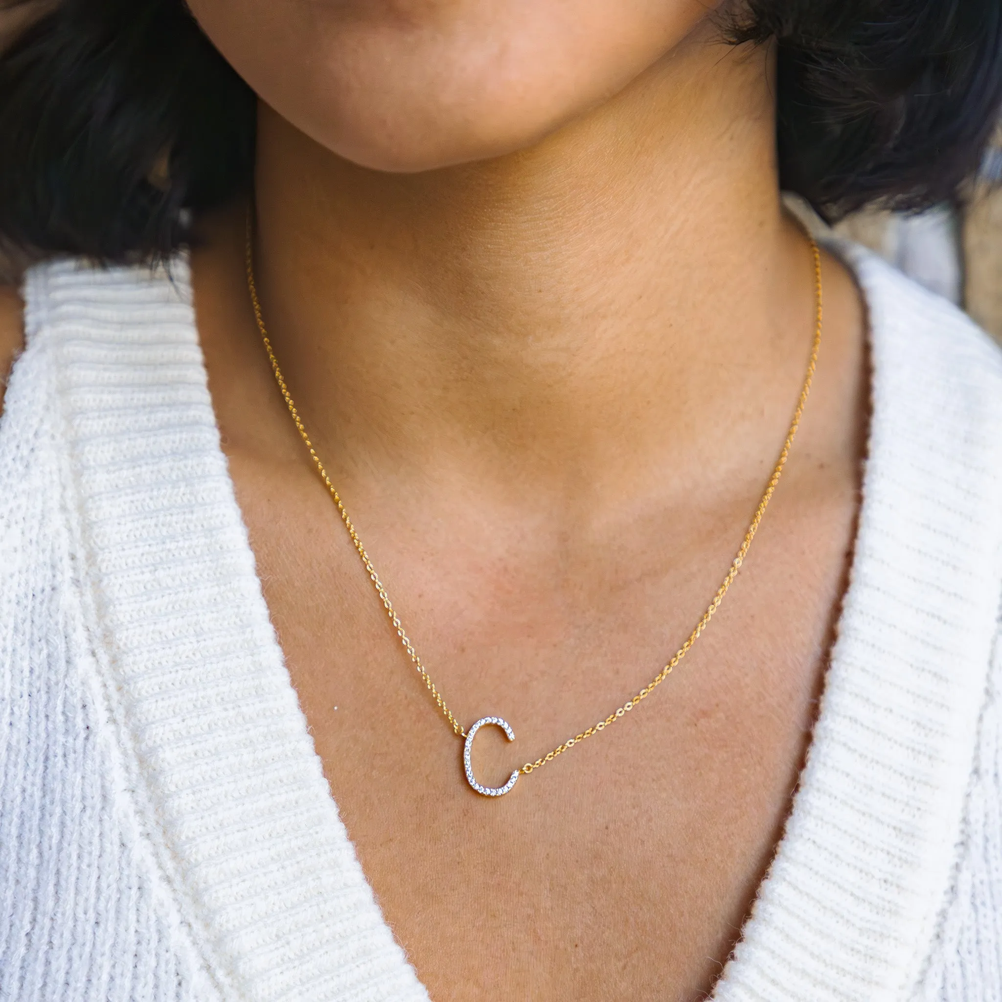 Cz Letter C Necklace