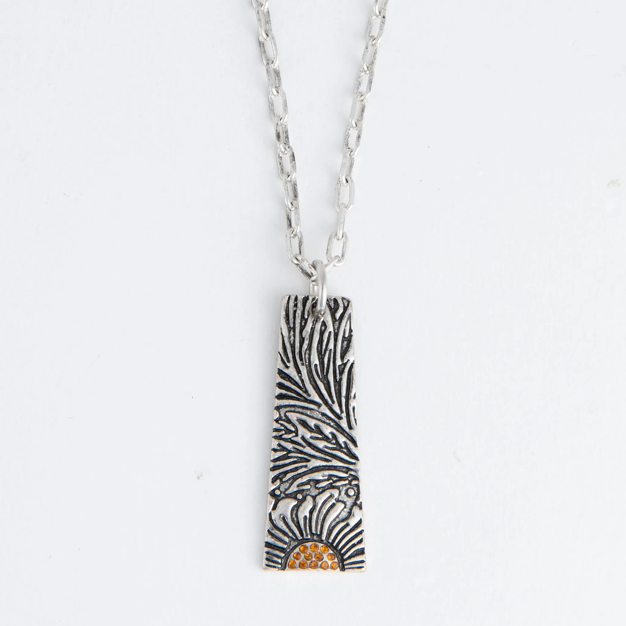 Dahlia Floral Bar Pendant Necklace