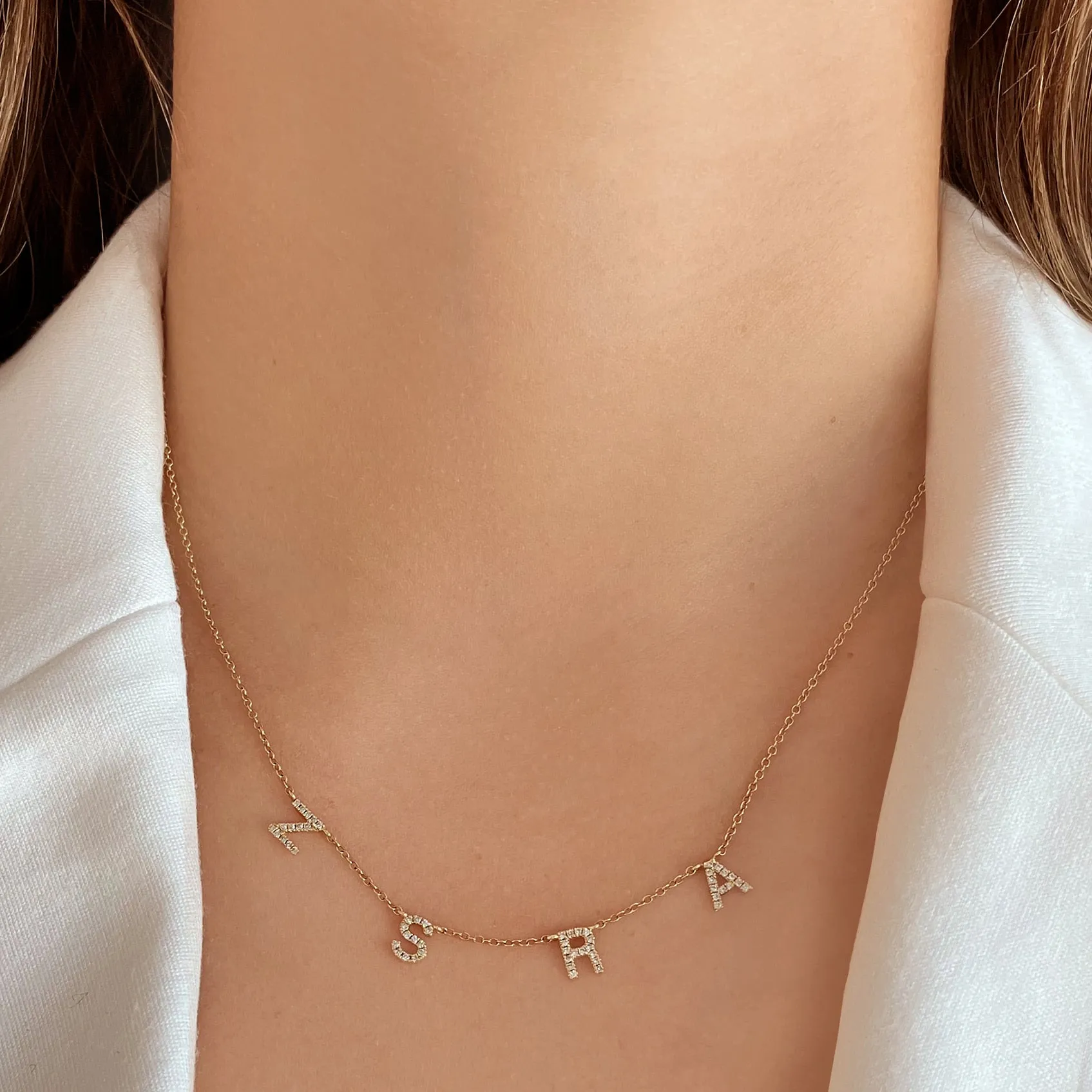 Dangling Initial Necklace with Charms