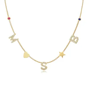 Dangling Initial Necklace with Charms