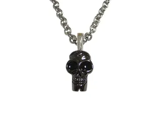 Dark Grey Toned Skull Pendant Necklace