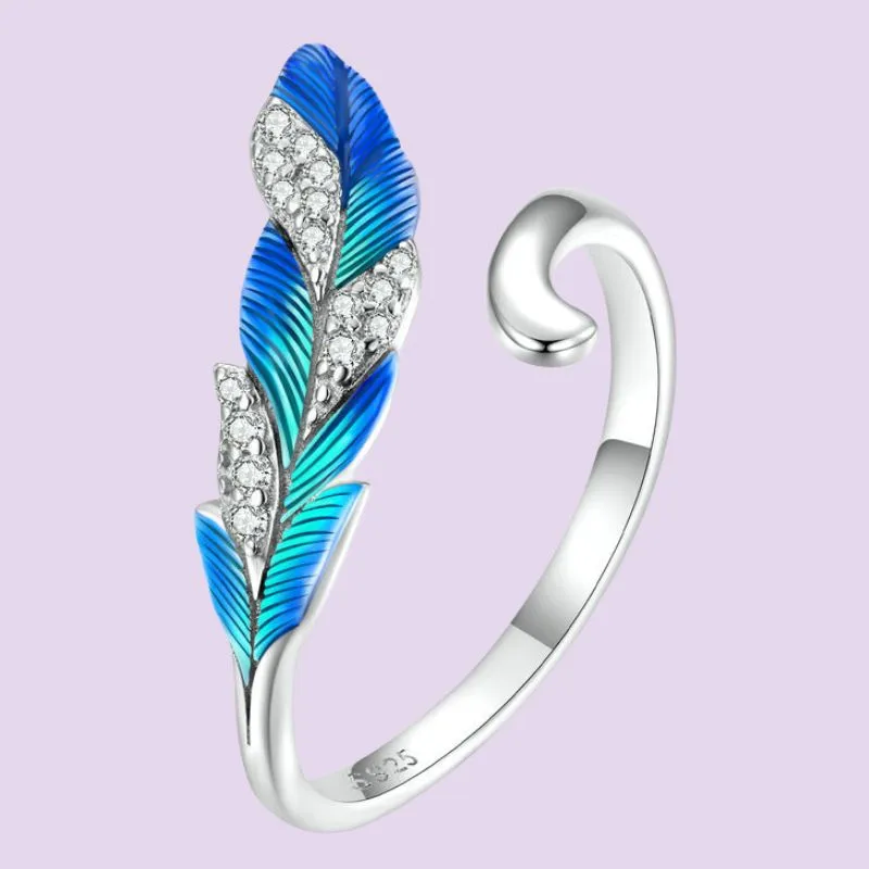 Dazzling Blue Feather Jewelry Set