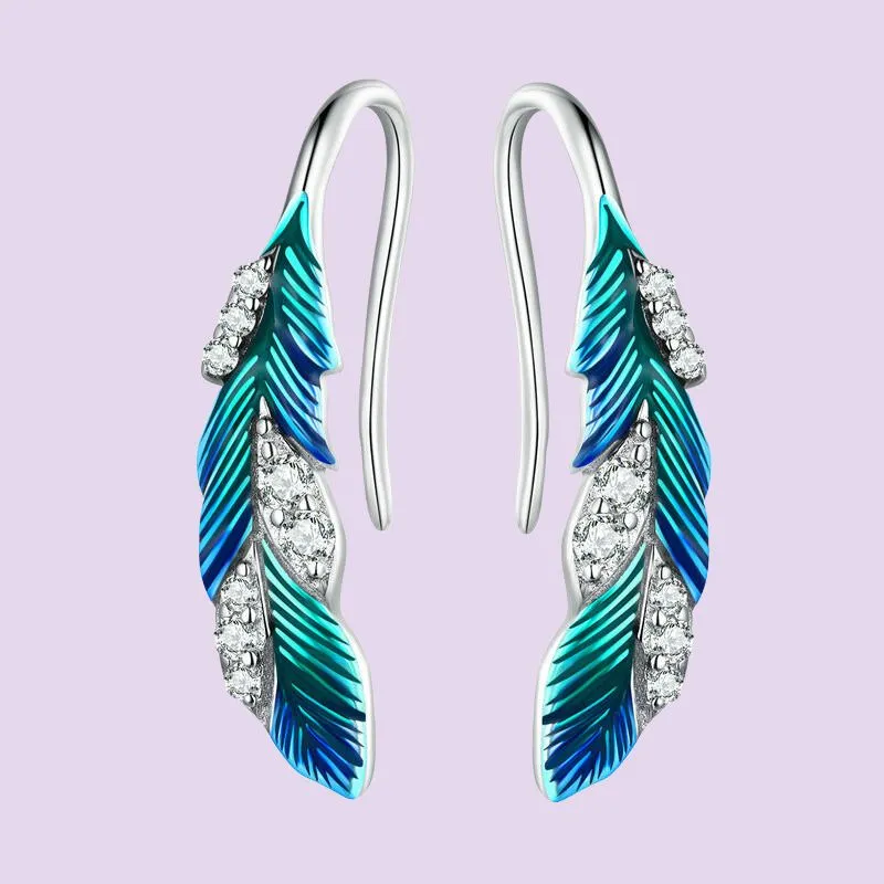 Dazzling Blue Feather Jewelry Set