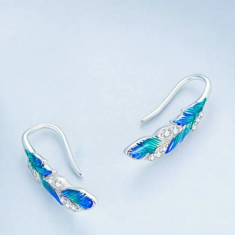 Dazzling Blue Feather Jewelry Set
