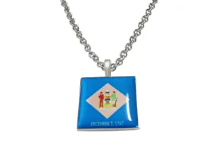 Delaware State Flag Pendant Necklace