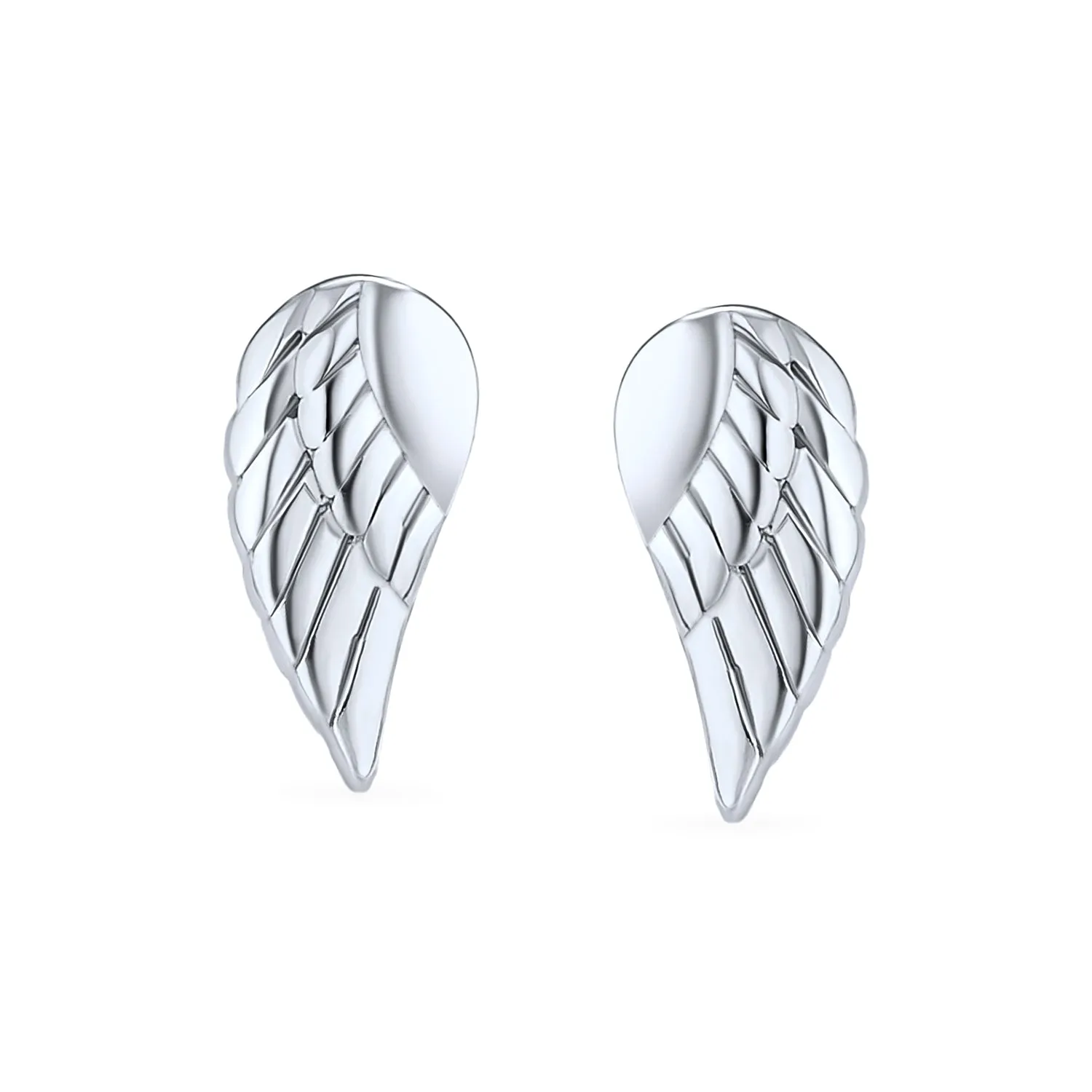 Delicate Angel Wing Feather Cuff Bracelet & Stud Earrings Set Sterling Silver