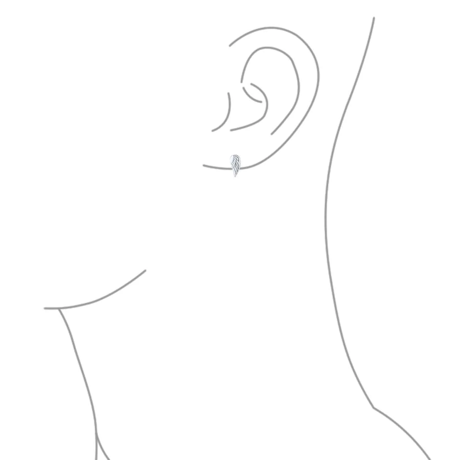 Delicate Angel Wing Feather Cuff Bracelet & Stud Earrings Set Sterling Silver