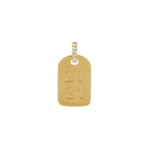 Diamond 2021 Dog Tag Charm 14K