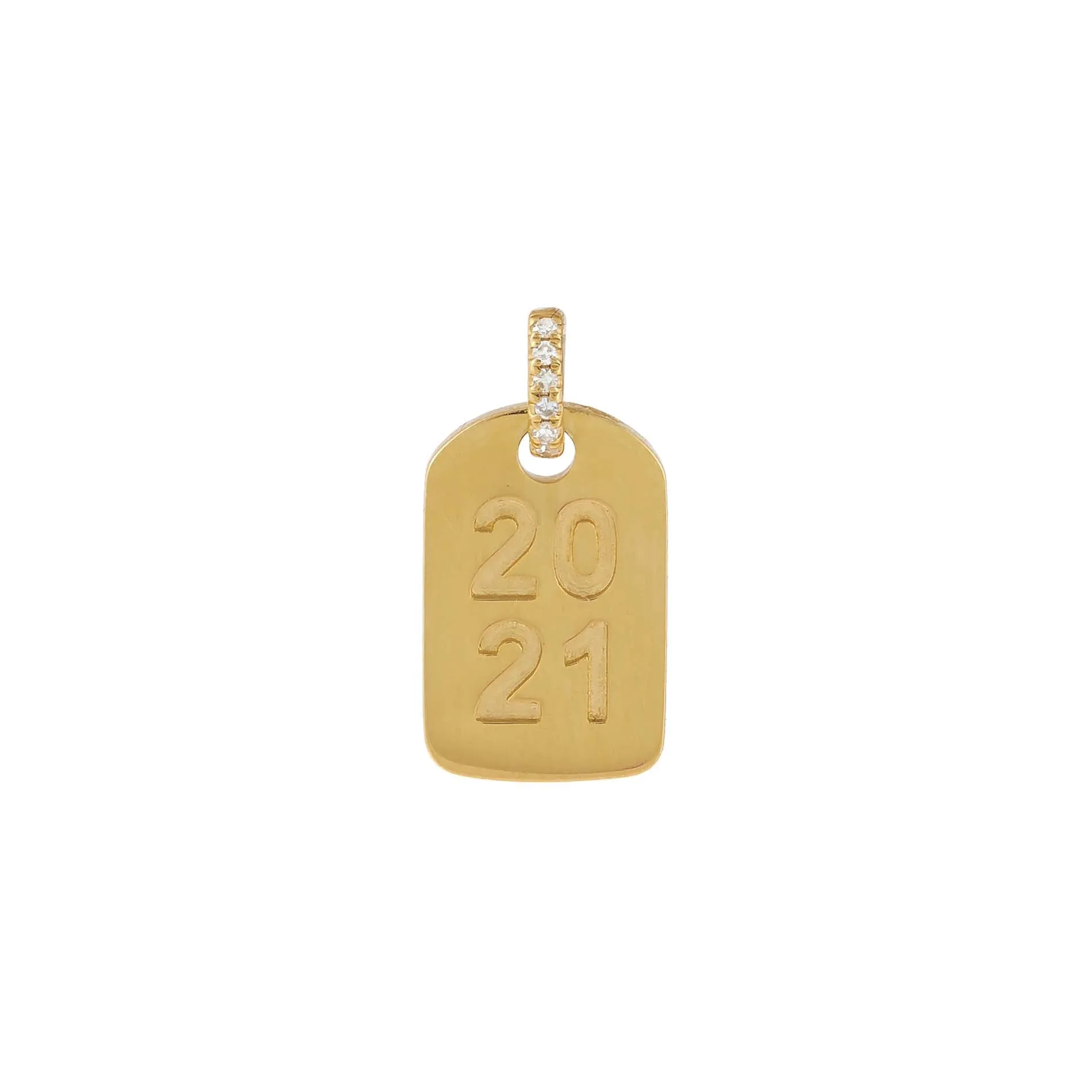 Diamond 2021 Dog Tag Charm 14K