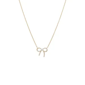 Diamond Bow Tie Pendant Necklace 14K