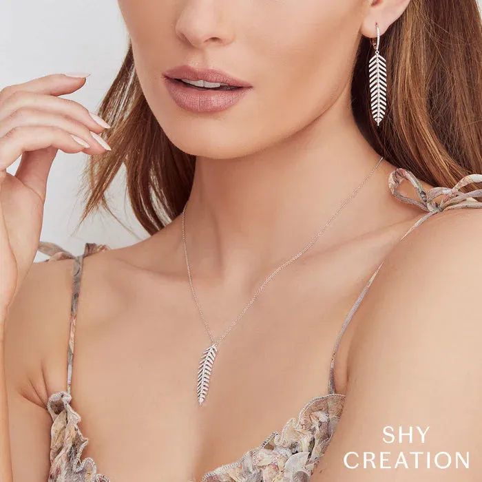 Diamond Drop Feather Earring