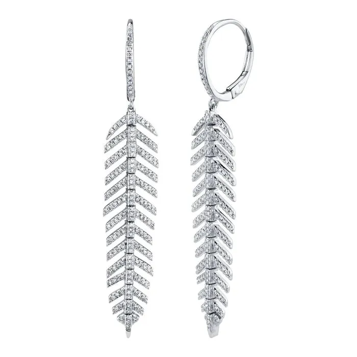 Diamond Drop Feather Earring