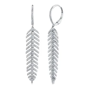 Diamond Drop Feather Earring