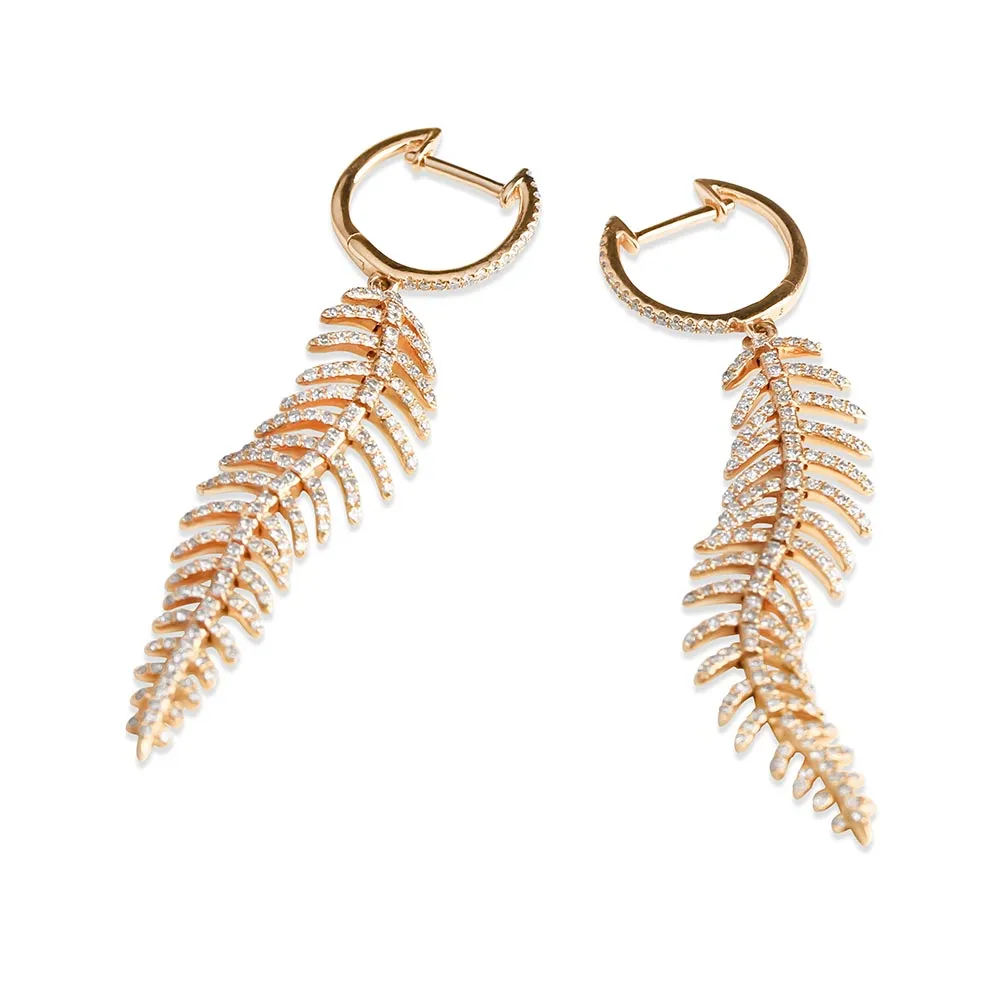 DIAMOND FEATHER DROP EARRINGS