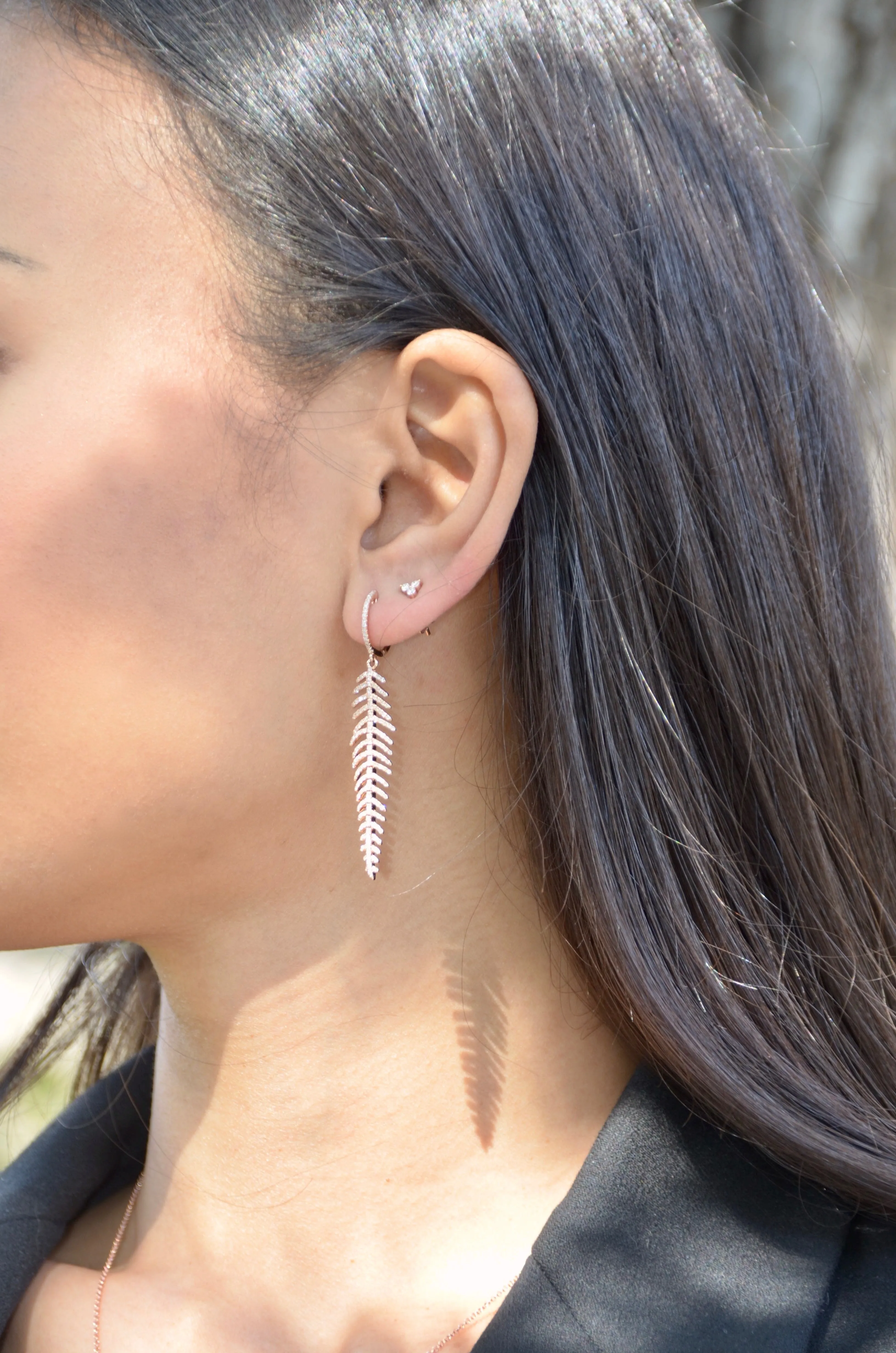DIAMOND FEATHER DROP EARRINGS