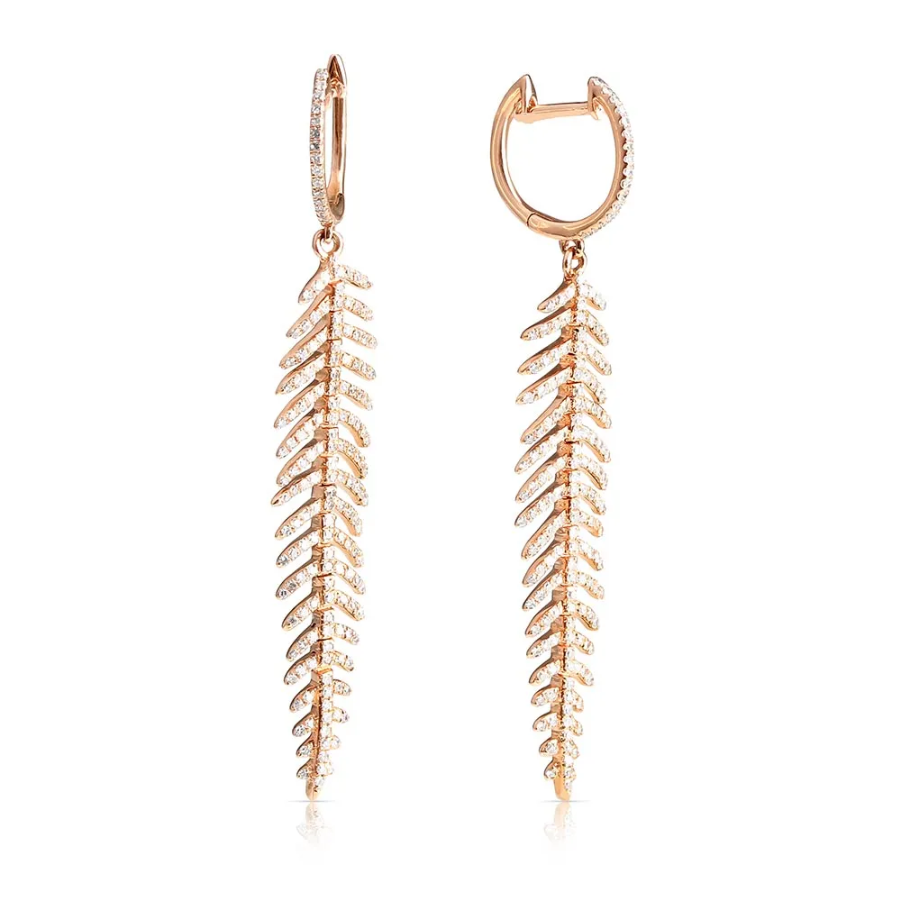 DIAMOND FEATHER DROP EARRINGS