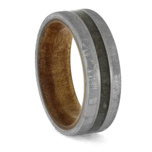 Dinosaur Bone and Meteorite Ring with Kauri Wood
