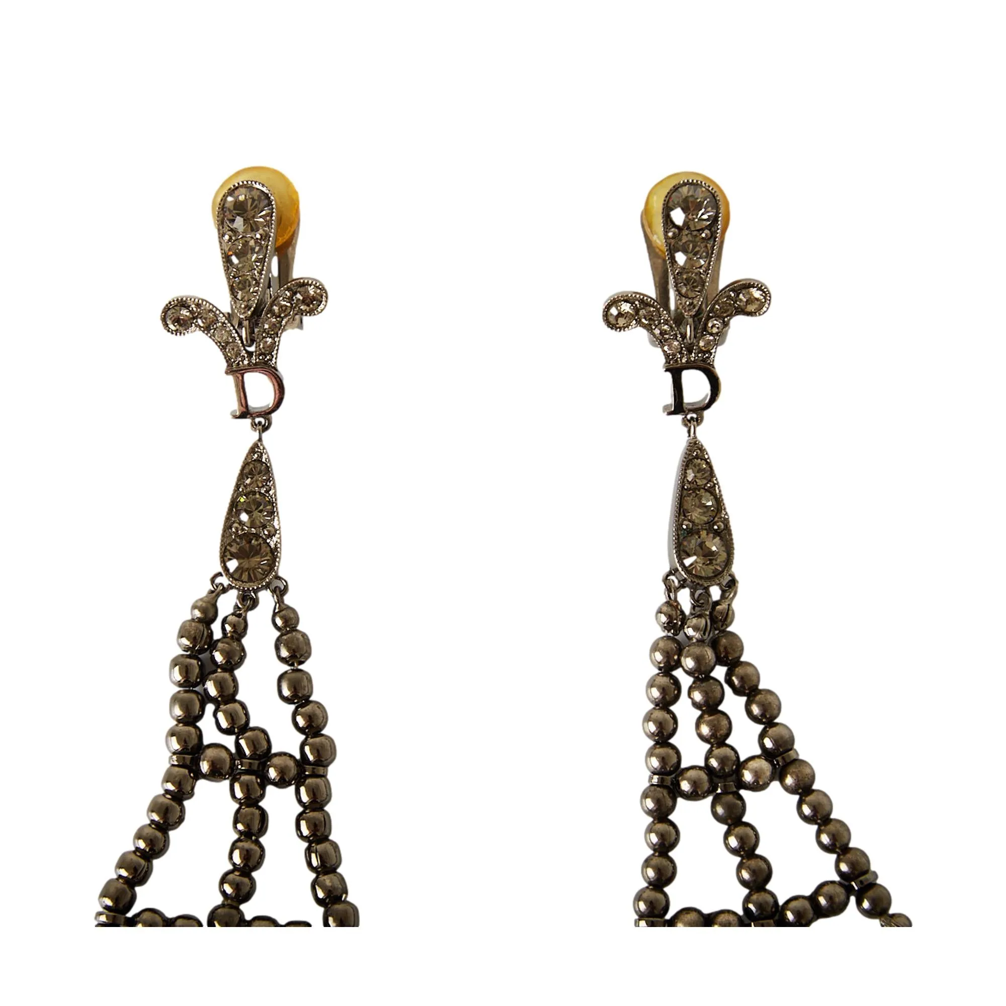 Dior Jumbo Crystal Feather Earrings