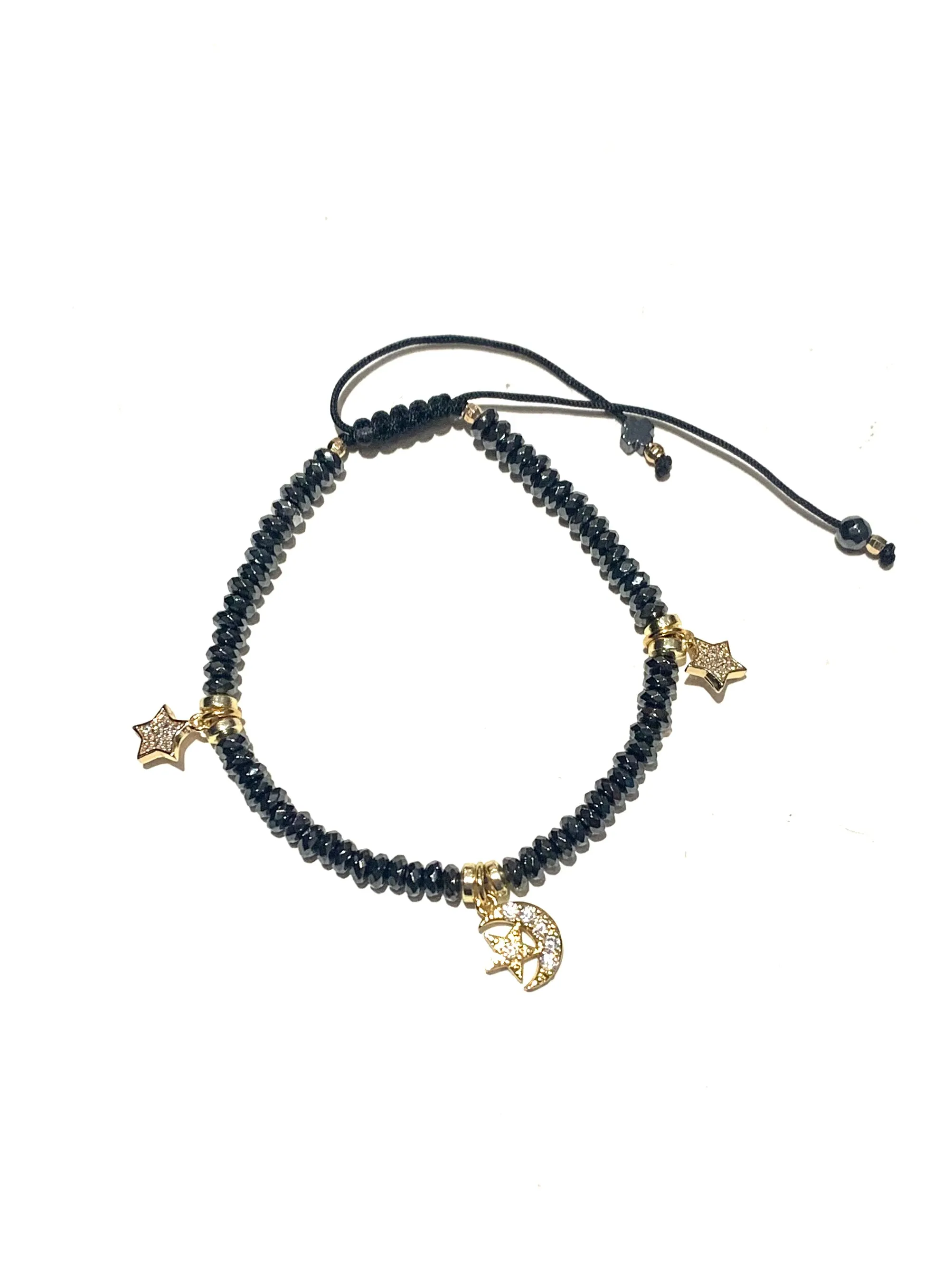 E-HC DESIGNS- Zirconia Moon-Star Pendant Hematite Bracelets