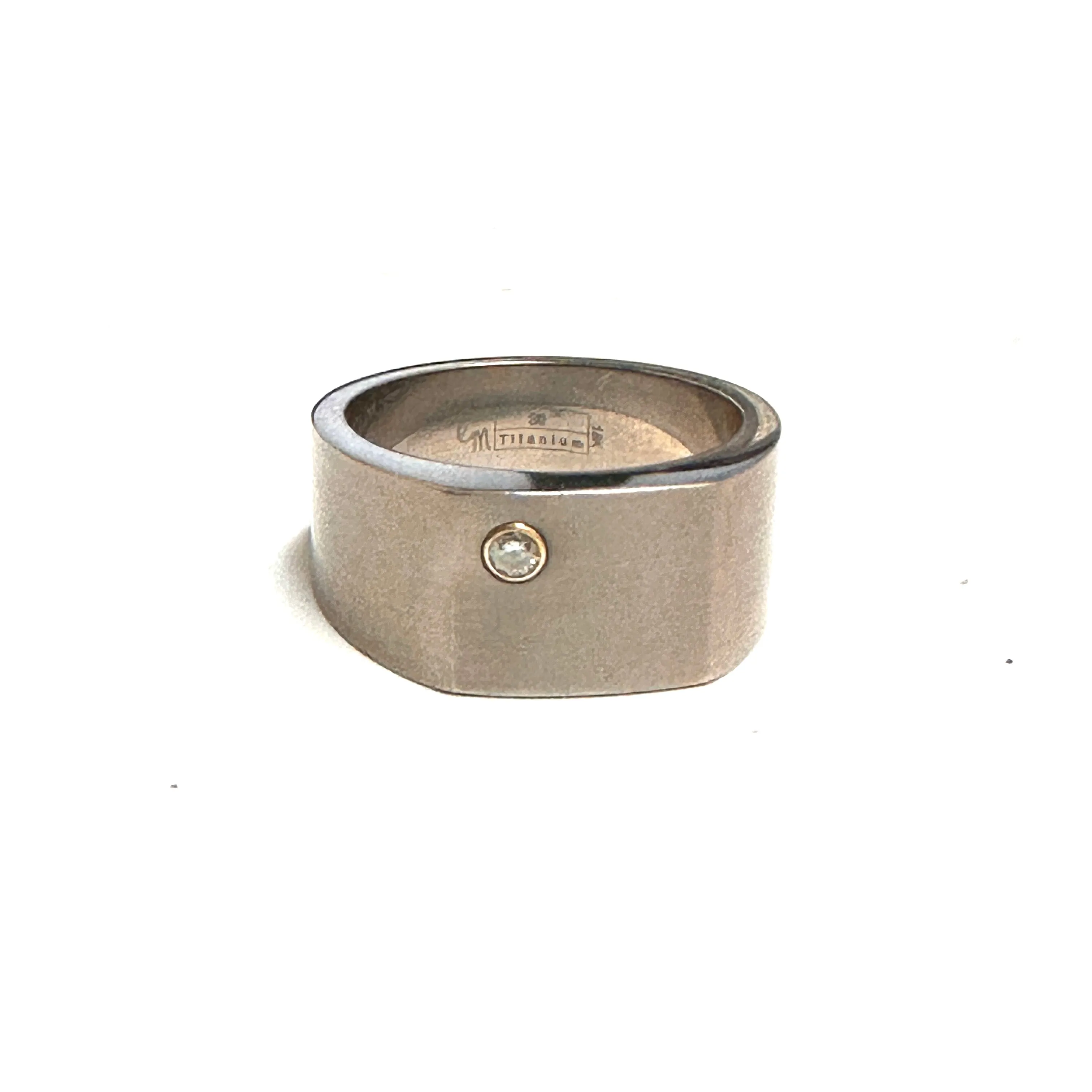 Edward Mirell Titanium and 14K Yellow Gold Diamond Ring