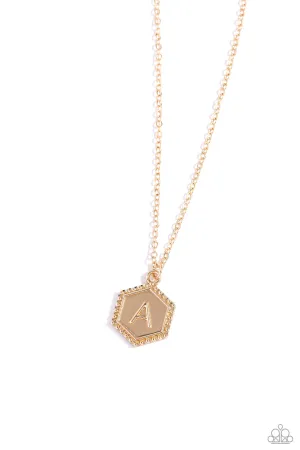 Emblematic Elegance - Gold - A - Initial Pendant Paparazzi Short Necklace