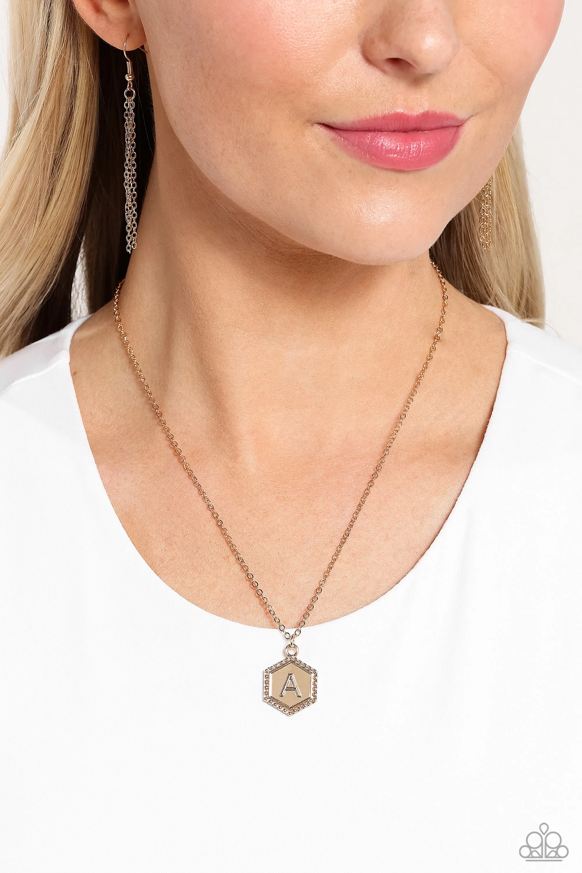 Emblematic Elegance - Gold - A - Initial Pendant Paparazzi Short Necklace