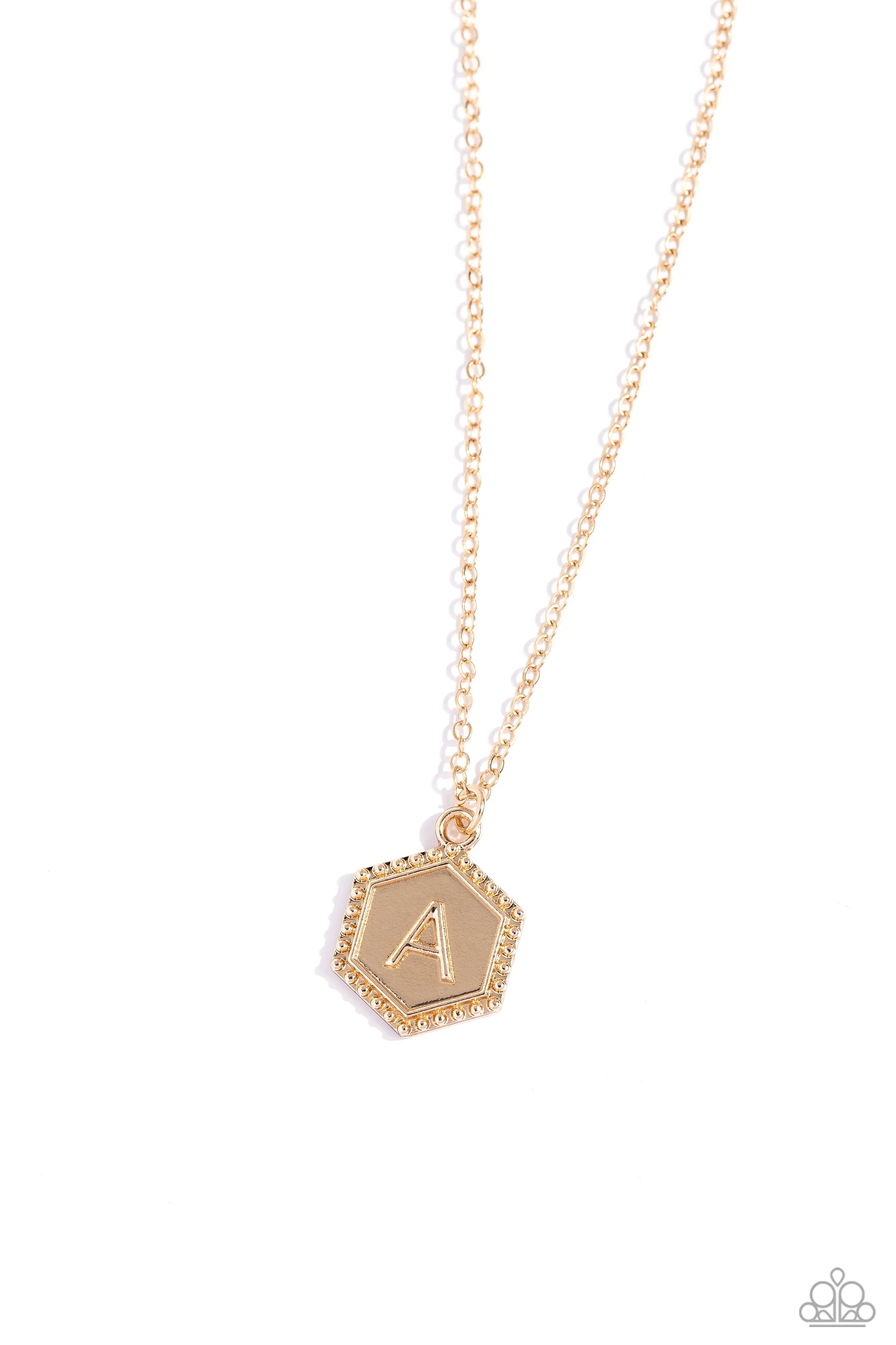 Emblematic Elegance - Gold - A - Initial Pendant Paparazzi Short Necklace