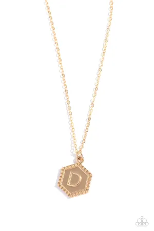Emblematic Elegance - Gold - D - Initial Pendant Paparazzi Short Necklace
