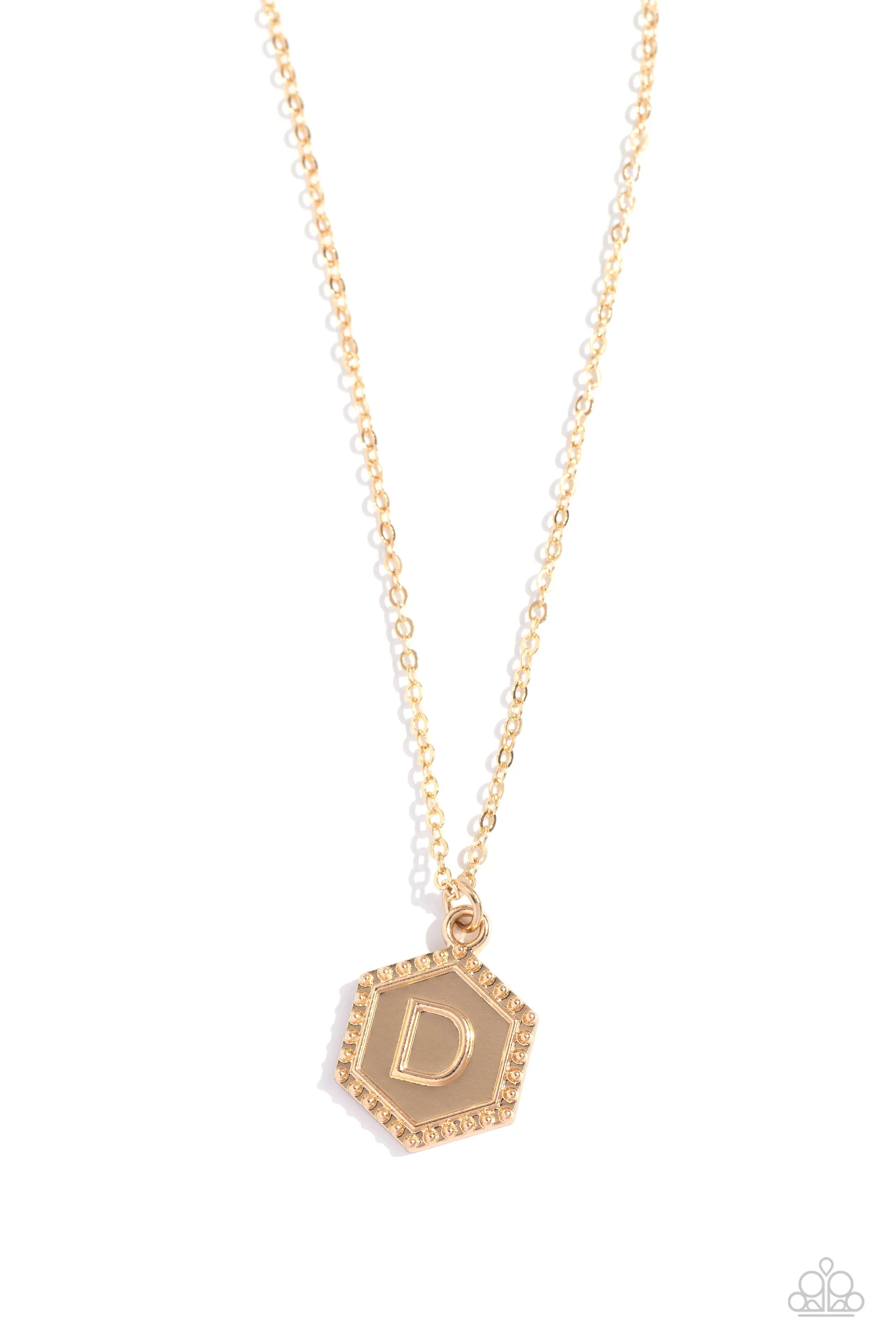 Emblematic Elegance - Gold - D - Initial Pendant Paparazzi Short Necklace