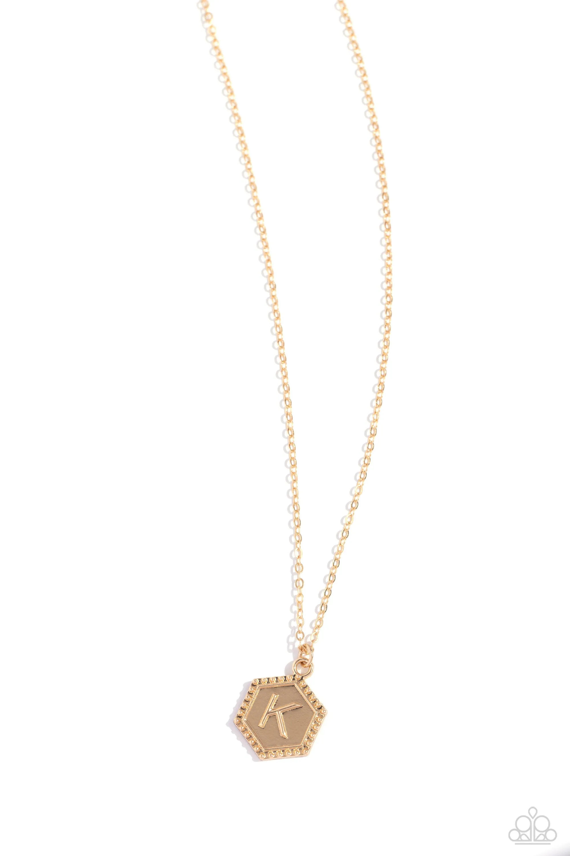 Emblematic Elegance - Gold - K - Initial Pendant Paparazzi Short Necklace