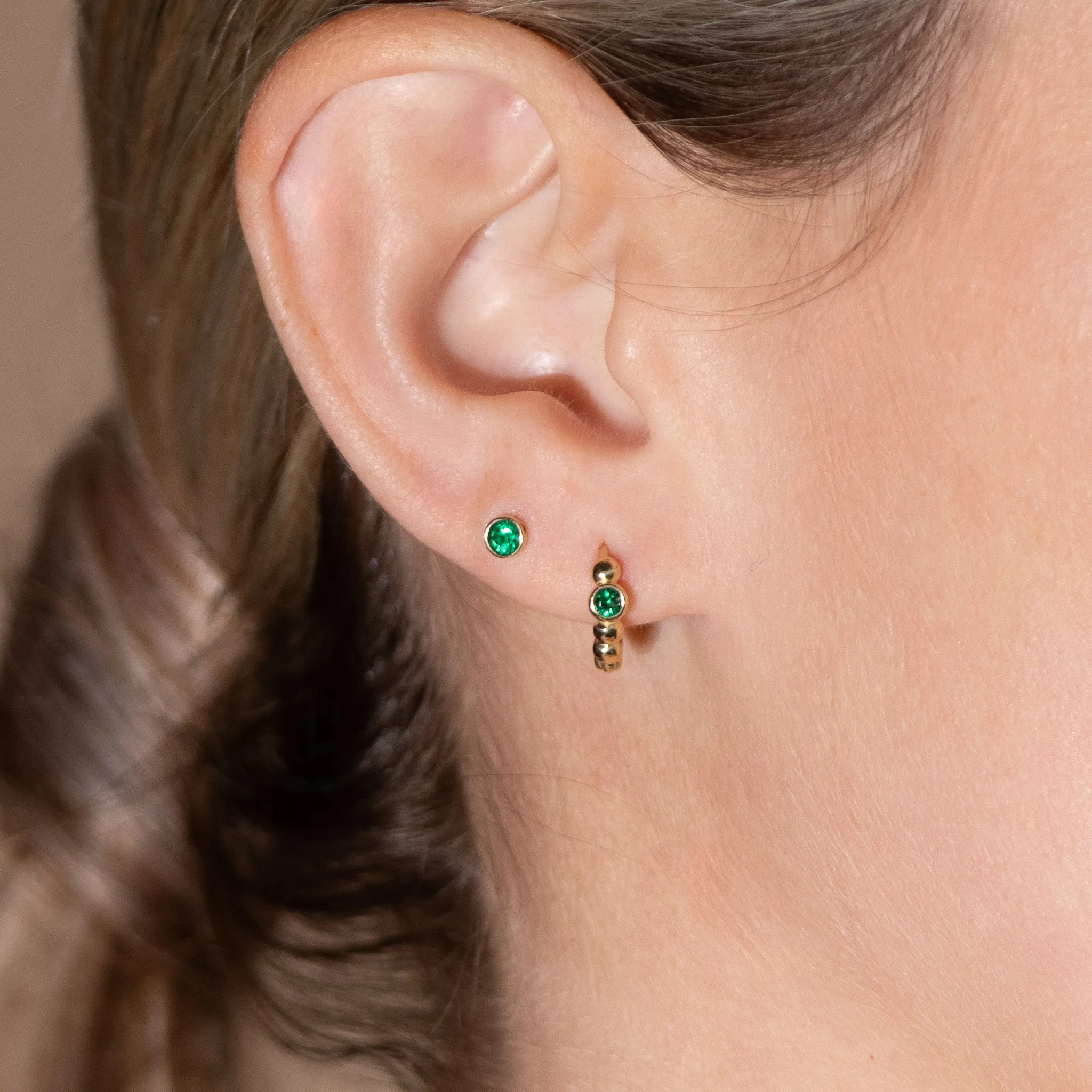 Emerald Beaded Hoop