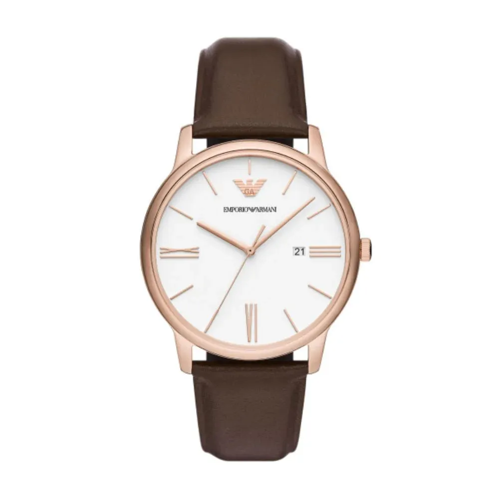Emporio Armani Minimalist Quartz Rose Gold Steel 42mm Watch