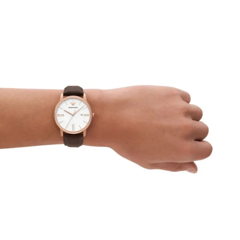 Emporio Armani Minimalist Quartz Rose Gold Steel 42mm Watch