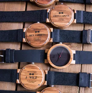 Engraved Minimalist Groomsmen Watches Leather Band