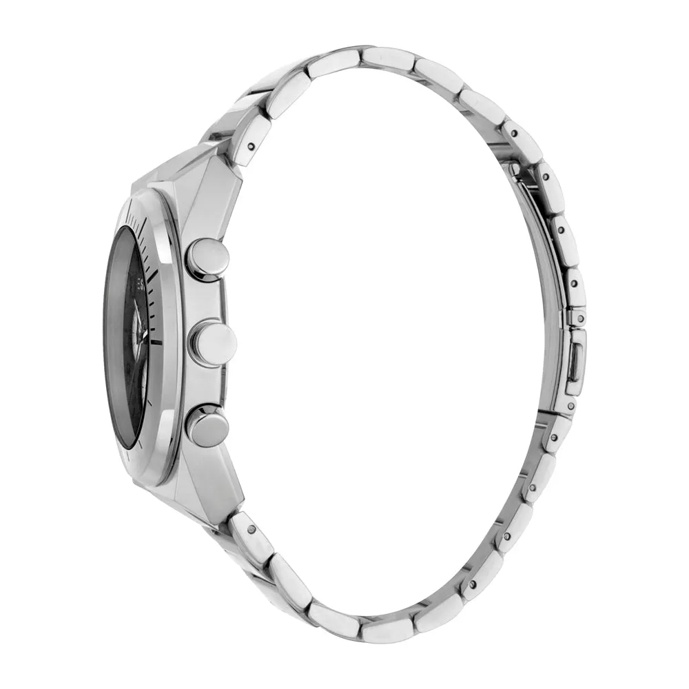 Esprit Men's Chronograph Watch Silver Color Ss Bracelet Black Dial With Date