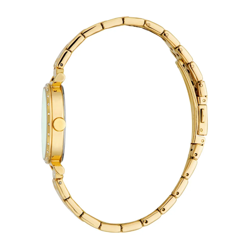 ESPRIT Women Watch, Gold Color Case, Dark Green Dial, Gold Color Metal Bracelet, 3 Hands, 5 ATM