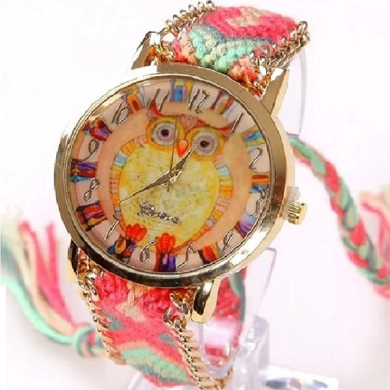 Ethnic Rainbow Watches With Owl Image