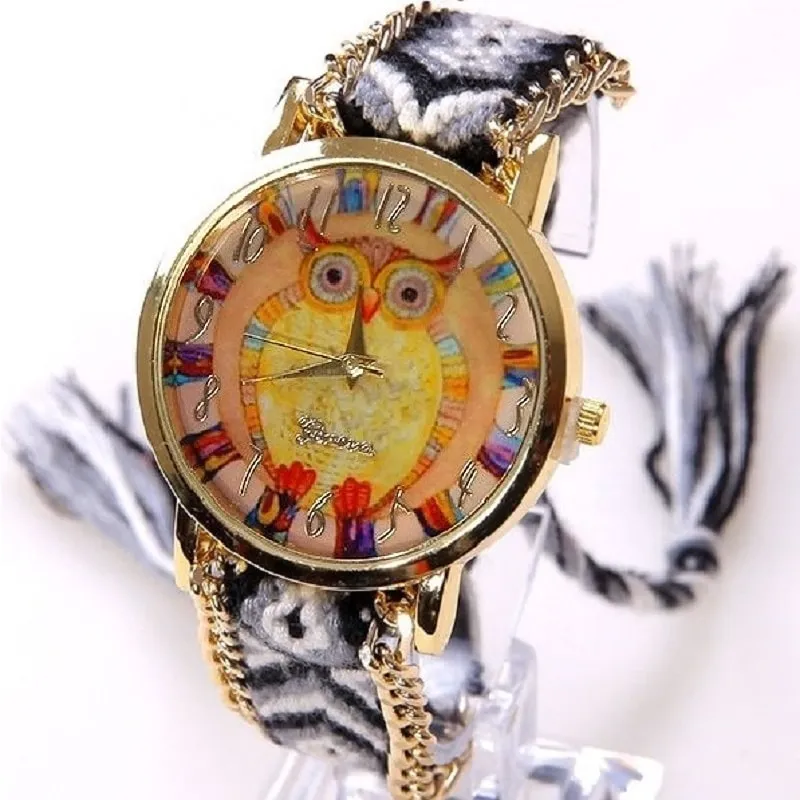 Ethnic Rainbow Watches With Owl Image