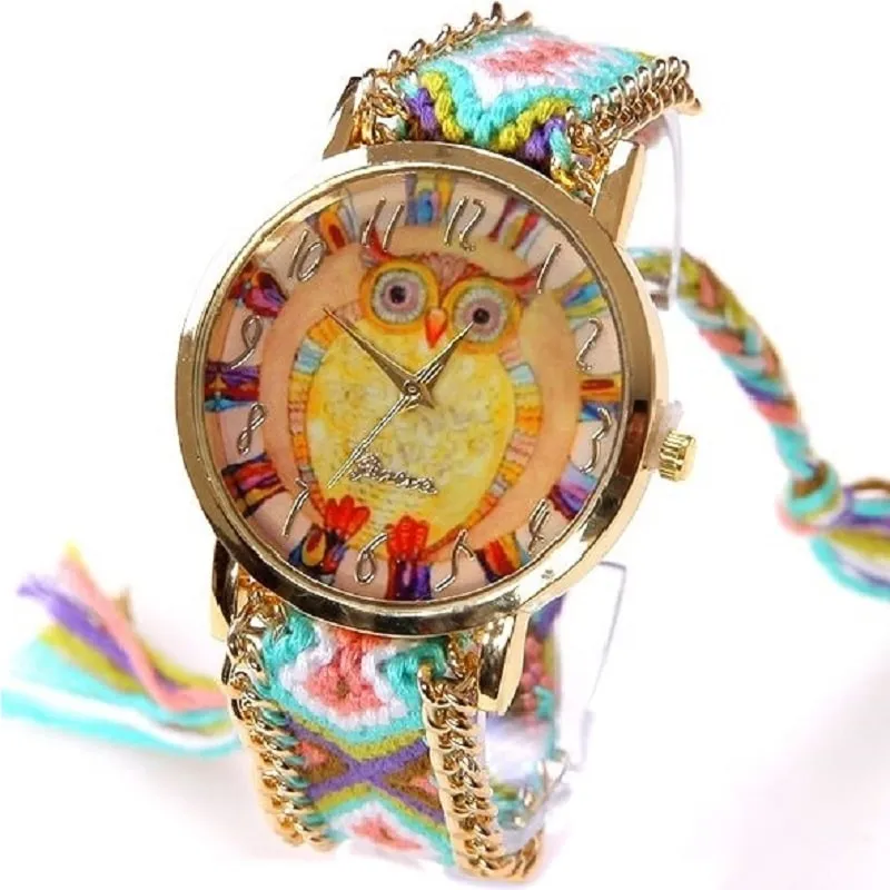 Ethnic Rainbow Watches With Owl Image
