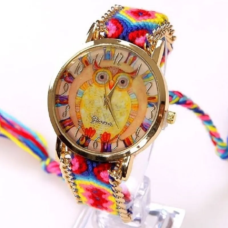 Ethnic Rainbow Watches With Owl Image
