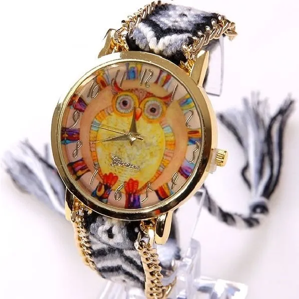 Ethnic Rainbow Watches With Owl Image