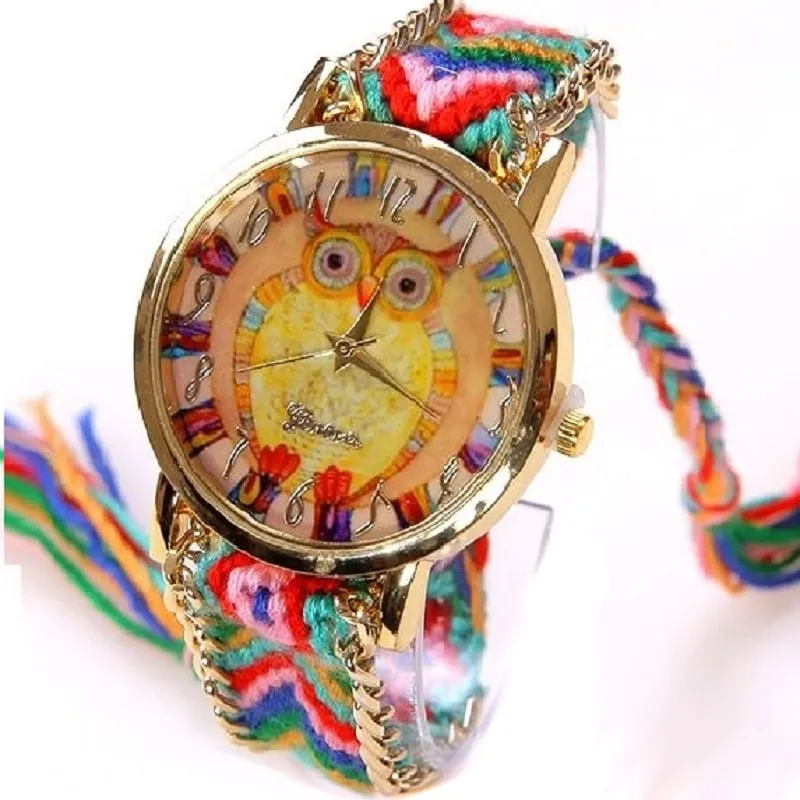 Ethnic Rainbow Watches With Owl Image