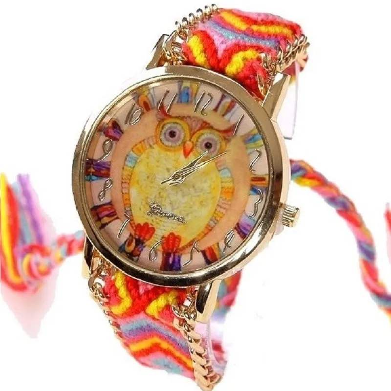 Ethnic Rainbow Watches With Owl Image