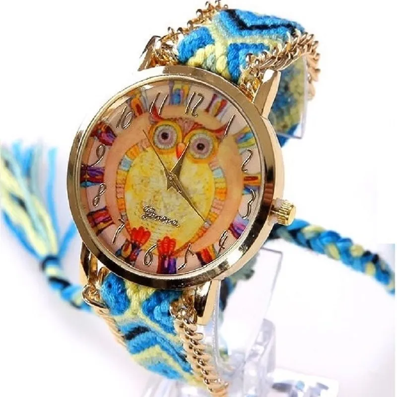 Ethnic Rainbow Watches With Owl Image