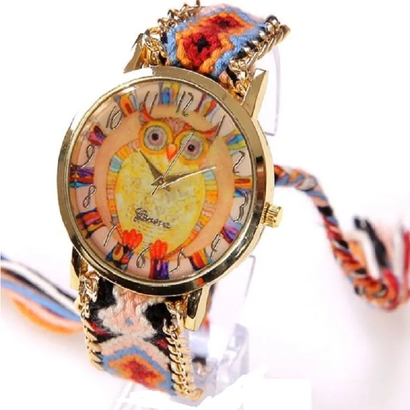 Ethnic Rainbow Watches With Owl Image