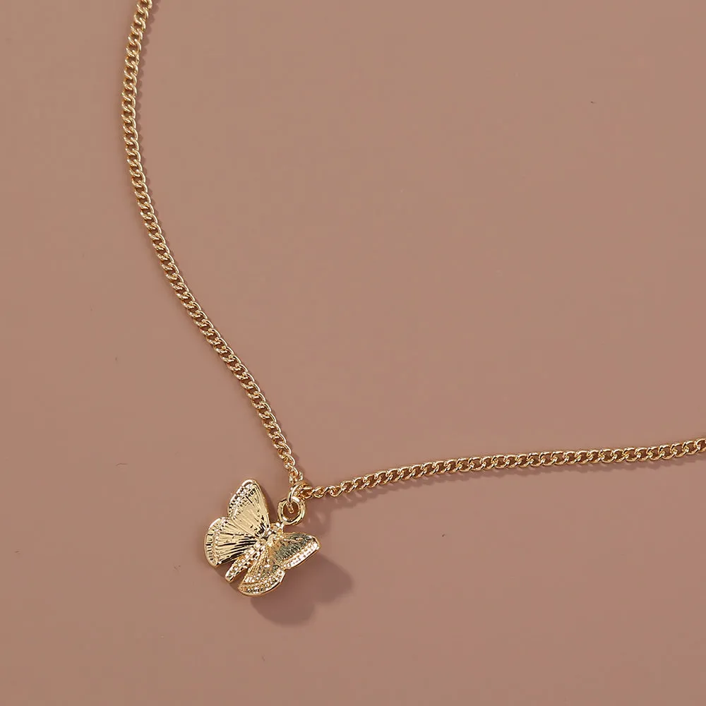 European and American net red necklaces hot-selling gold necklaces, personalized wild small butterfly metal pendants, retro necklaces