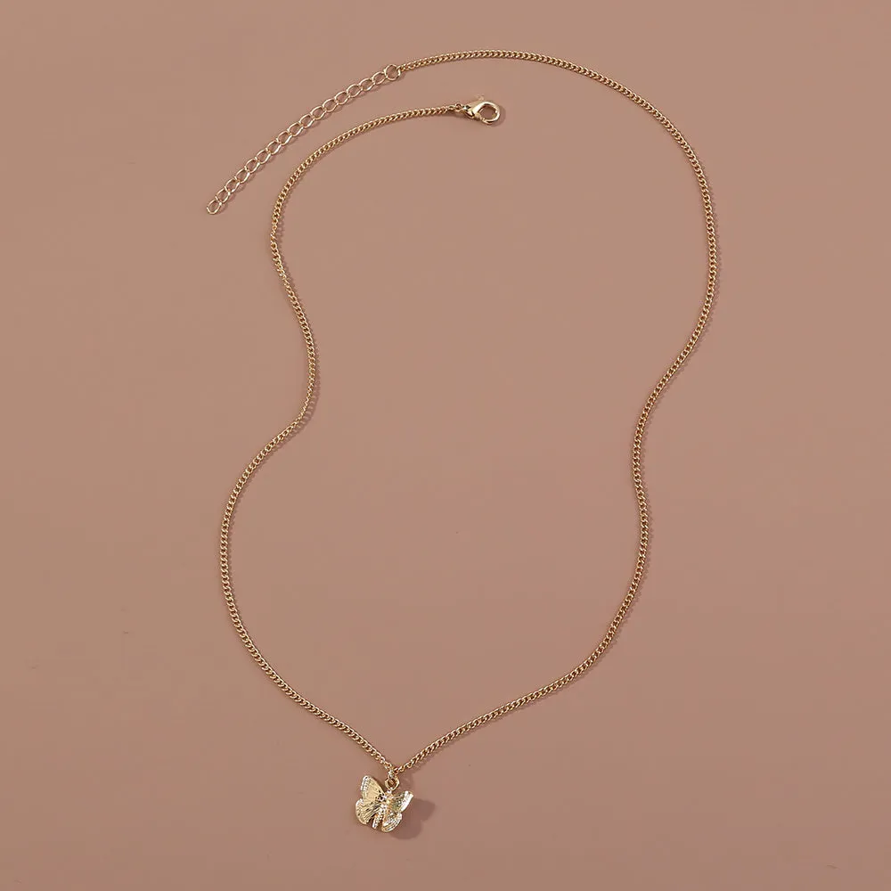 European and American net red necklaces hot-selling gold necklaces, personalized wild small butterfly metal pendants, retro necklaces