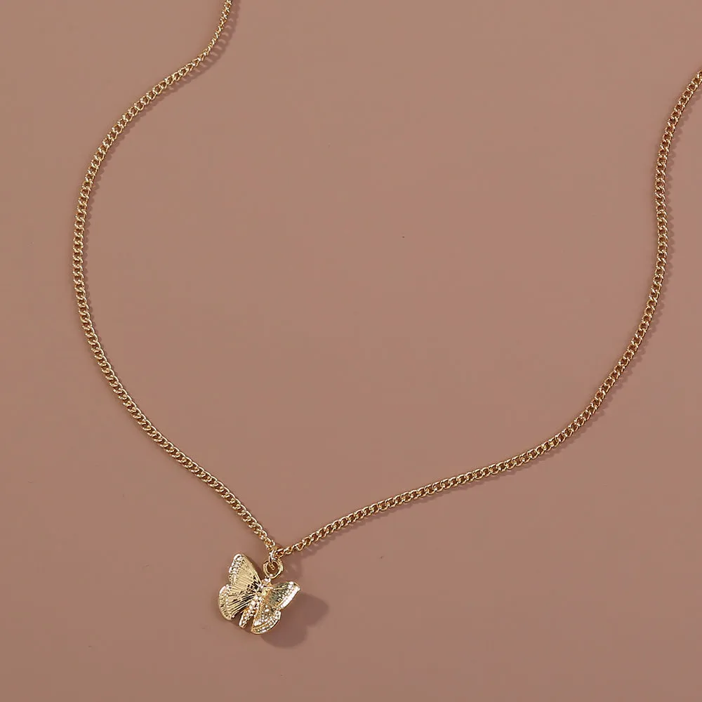 European and American net red necklaces hot-selling gold necklaces, personalized wild small butterfly metal pendants, retro necklaces