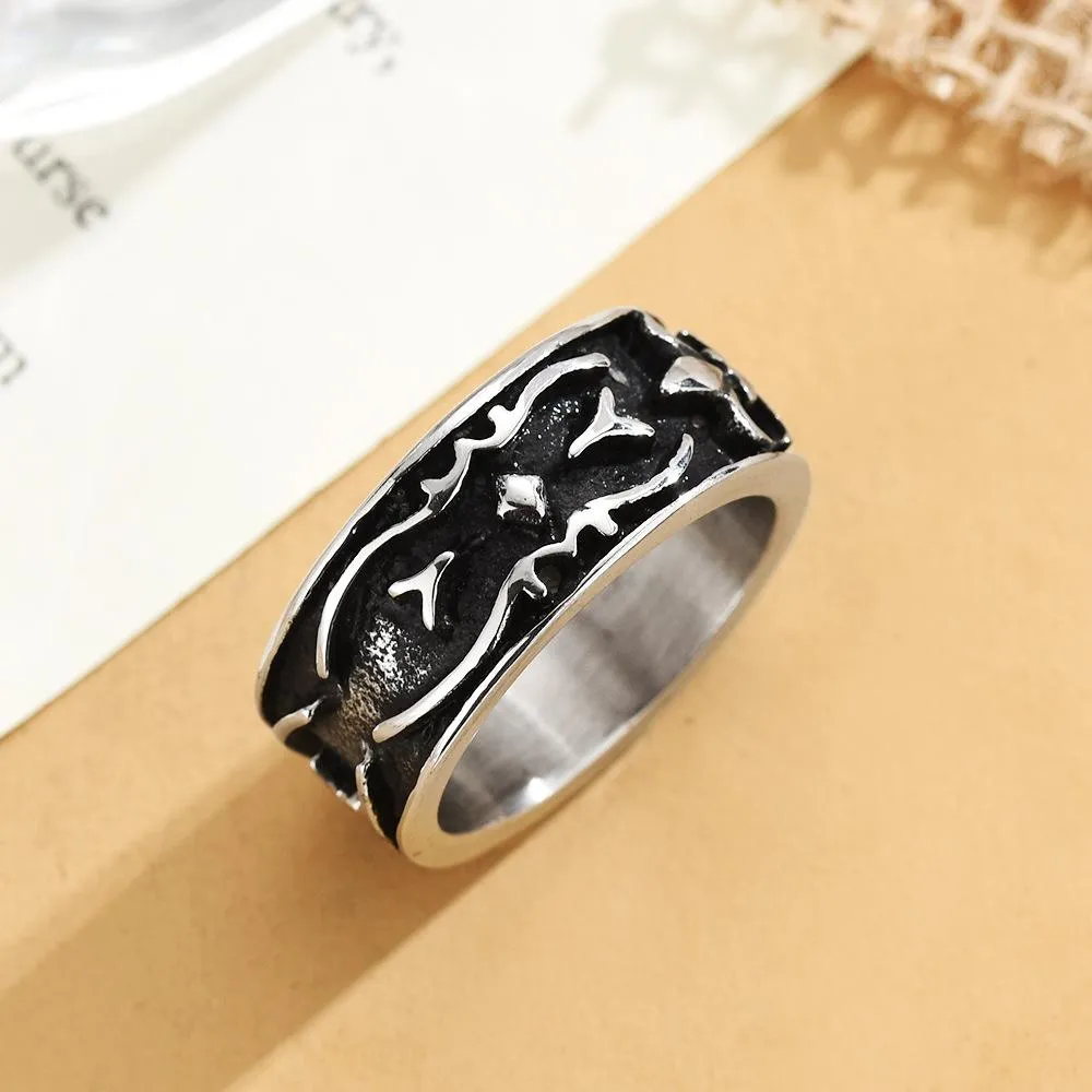 European And American Punk Fashion Personalized Stainless Steel Ring Retro Titanium Steel New Children's Flower Cross Ring Ring